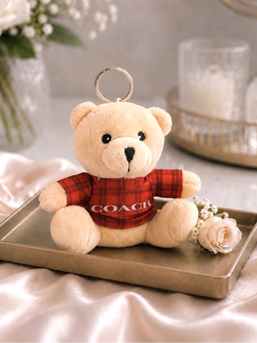 Coach Plush Beige Teddy Bear Limited Edition NWOT with dusty
